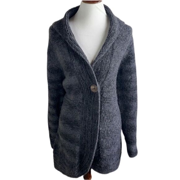 Tweeds Chunky Gray & Black Single Button Cardigan w/10% Wool (Size: 1X) - Picture 1 of 14